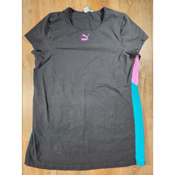 Puma T Shirt Dress Women 3X Lava Color Block Purple Teal Sporty Casual - Picture 1 of 8